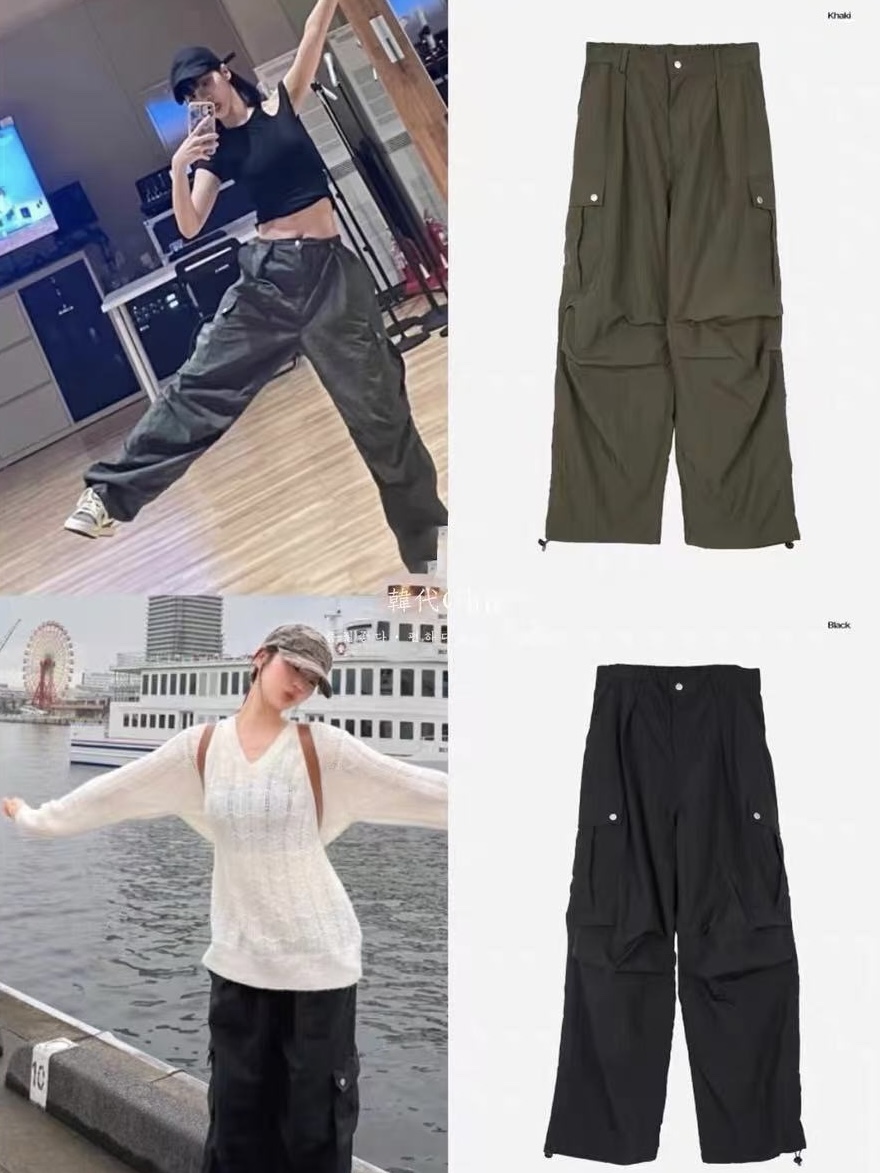 IVE Wonyoung&Lesserafim Chaewon Inspired Multi-Pocket Cargo Pants