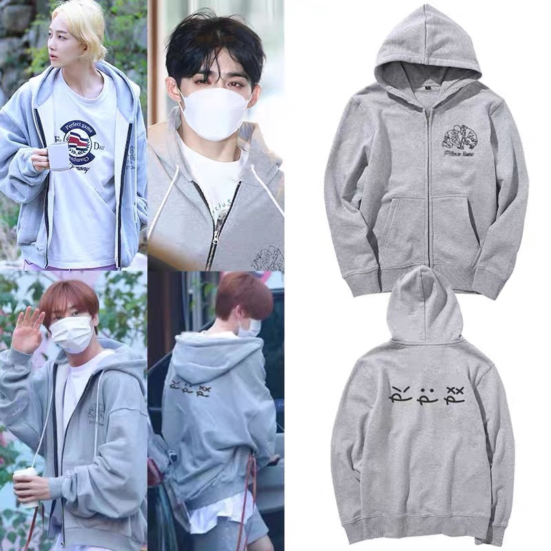 SEVENTEEN S.Coups&Jeonghan Inspired Gray Zip-up Hoodie