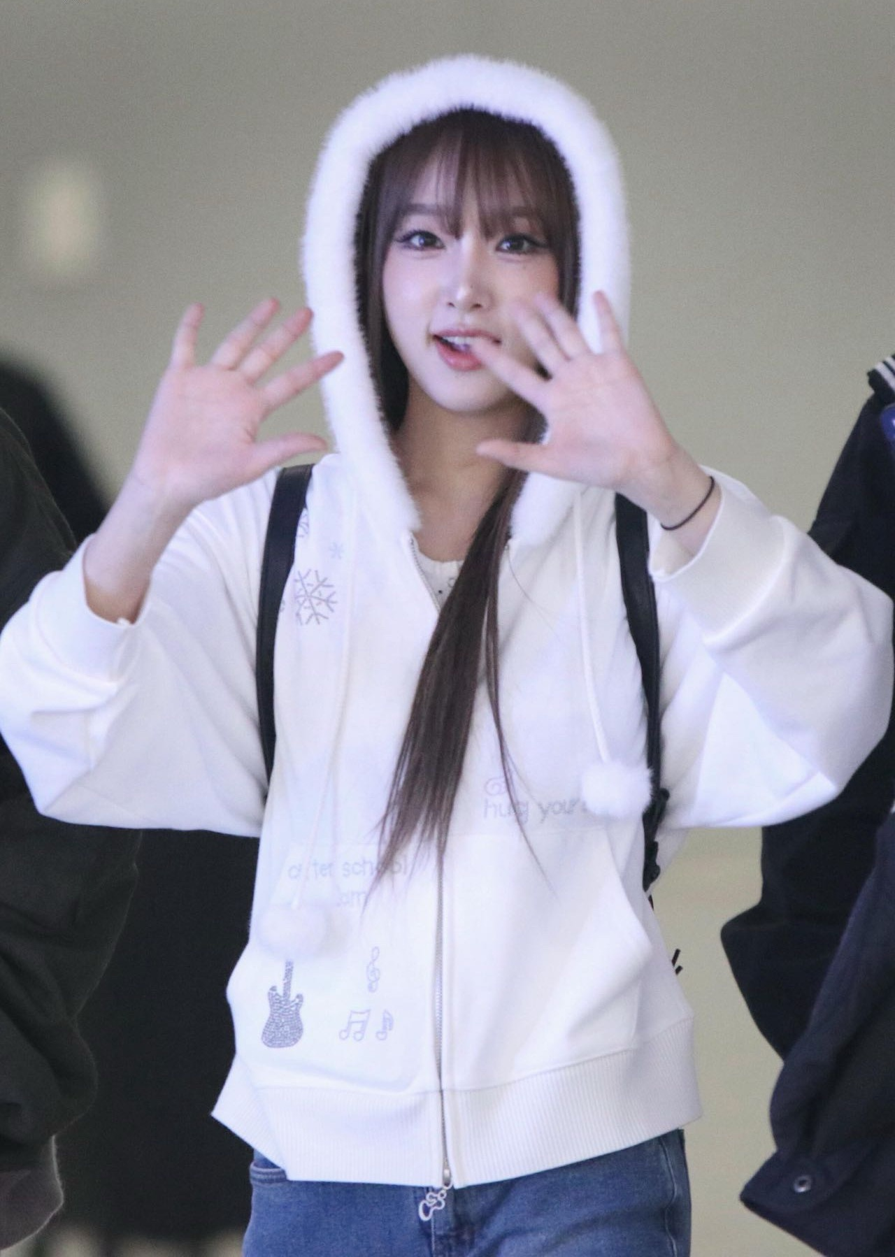 NMIXX Haewon Inspired Rhinestone hotfix fur hoodie