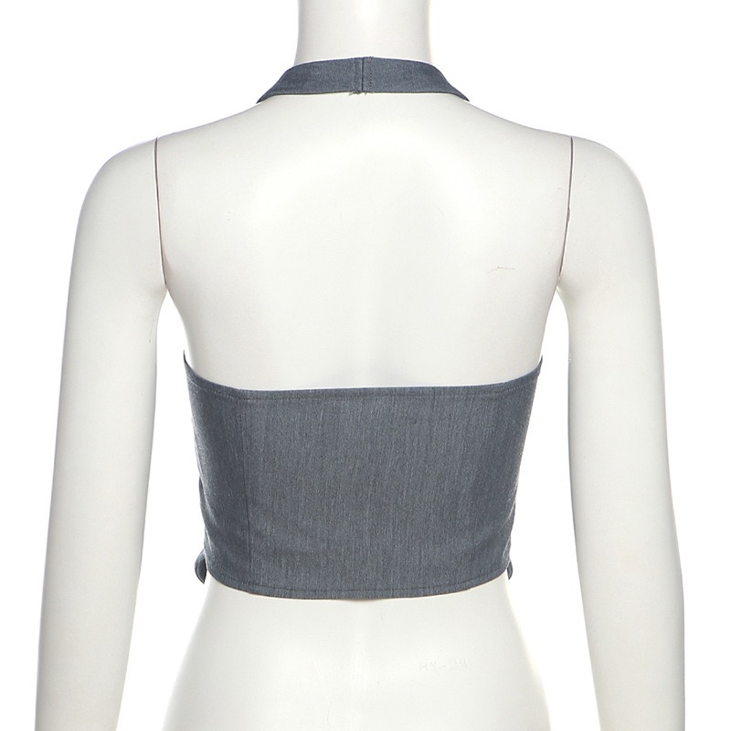Blackpink Jennie Inspired Grey Halter Vest Top