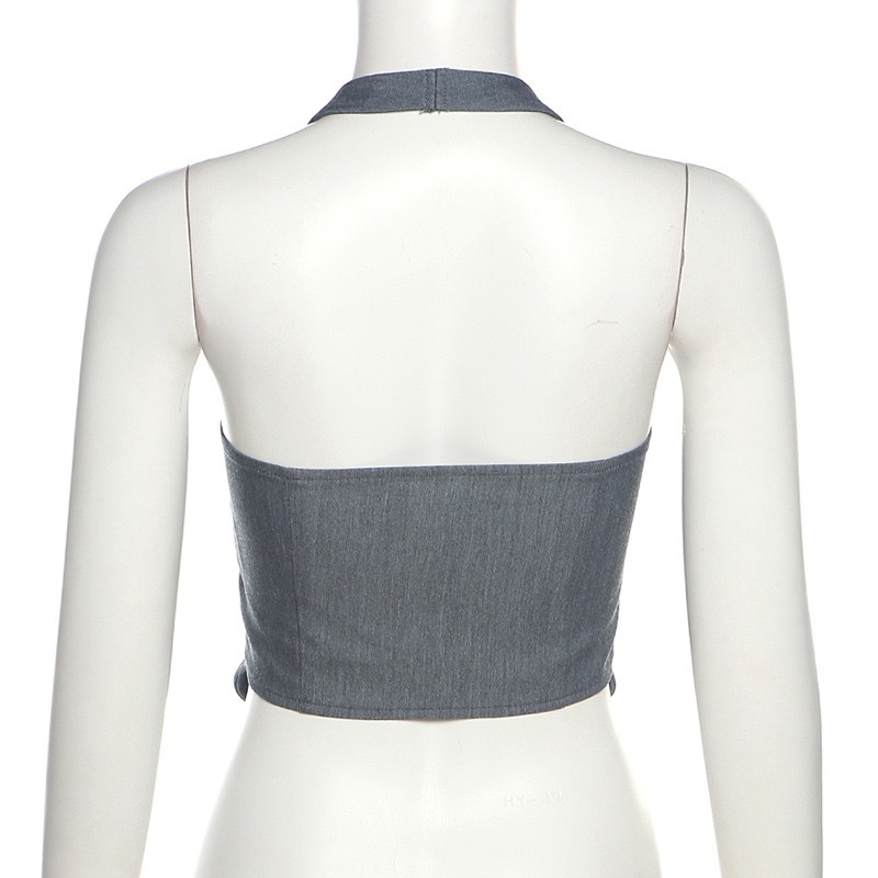 Blackpink Jennie Inspired Grey Halter Vest Top