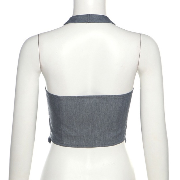 Blackpink Jennie Inspired Grey Halter Vest Top