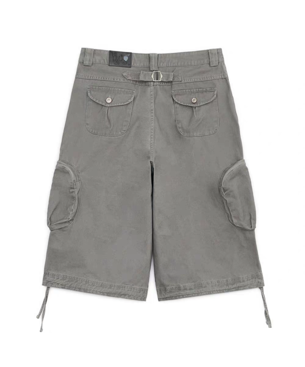 NCT WISH Sakuya Inspired Grey Washed Multi Pocket Cargo Bermuda Shorts
