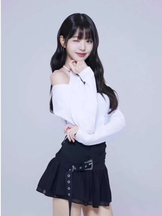 Belted Ruffle Chiffon Short Skirt-IVE Wonyoung