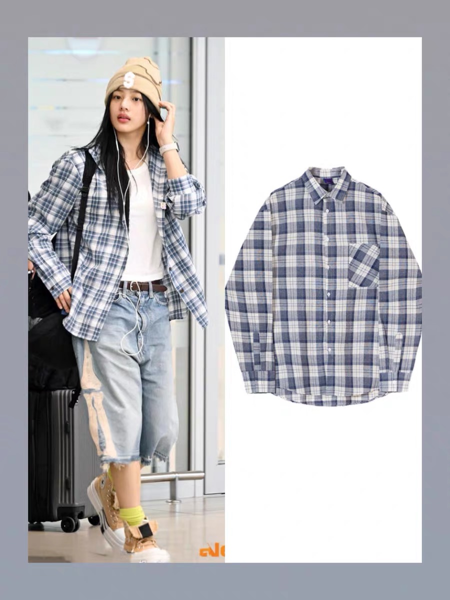 Newjeans Minji Inspired Blue Plaid Shirt - NJZ