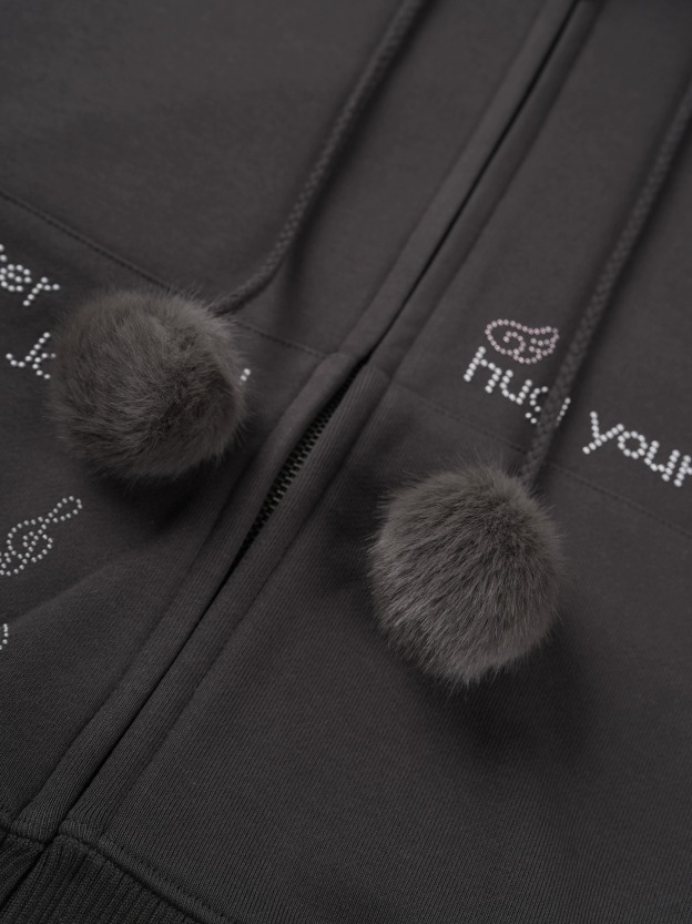 NMIXX Haewon Inspired Rhinestone hotfix fur hoodie