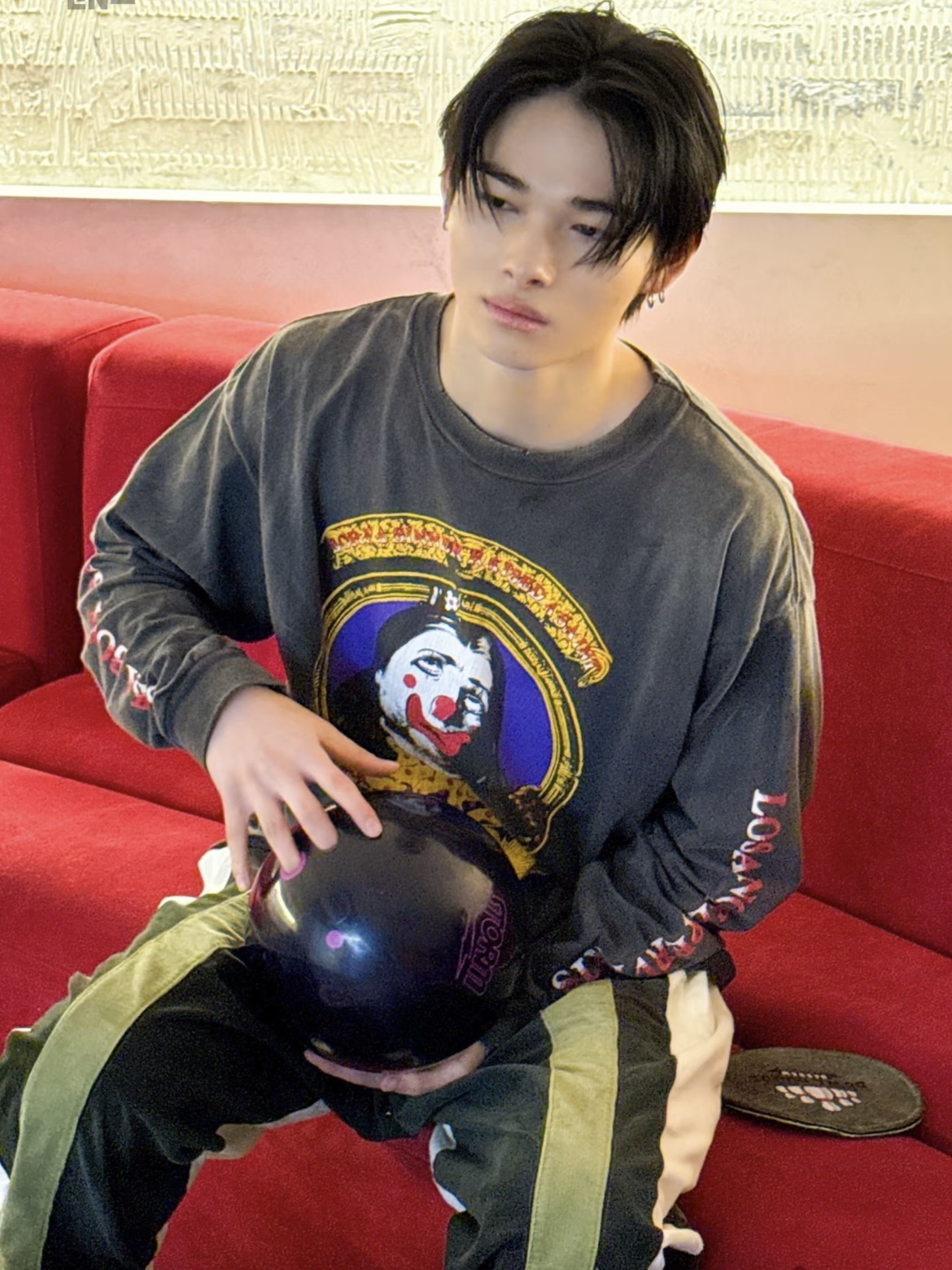 ENHYPEN Niki Inspired Clown Print Distressed Long Sleeve T-Shirt