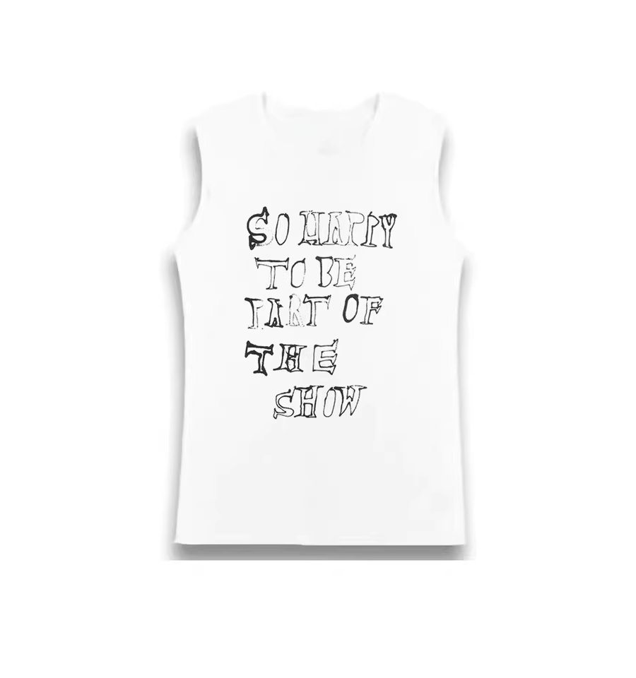Heeseung Inspired Gothic Slogan Letter Print Tank Top 