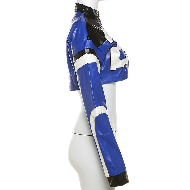 Contrast embroidery patchwork faux leather jacket-Enhypen outfit inspiration ENGENE