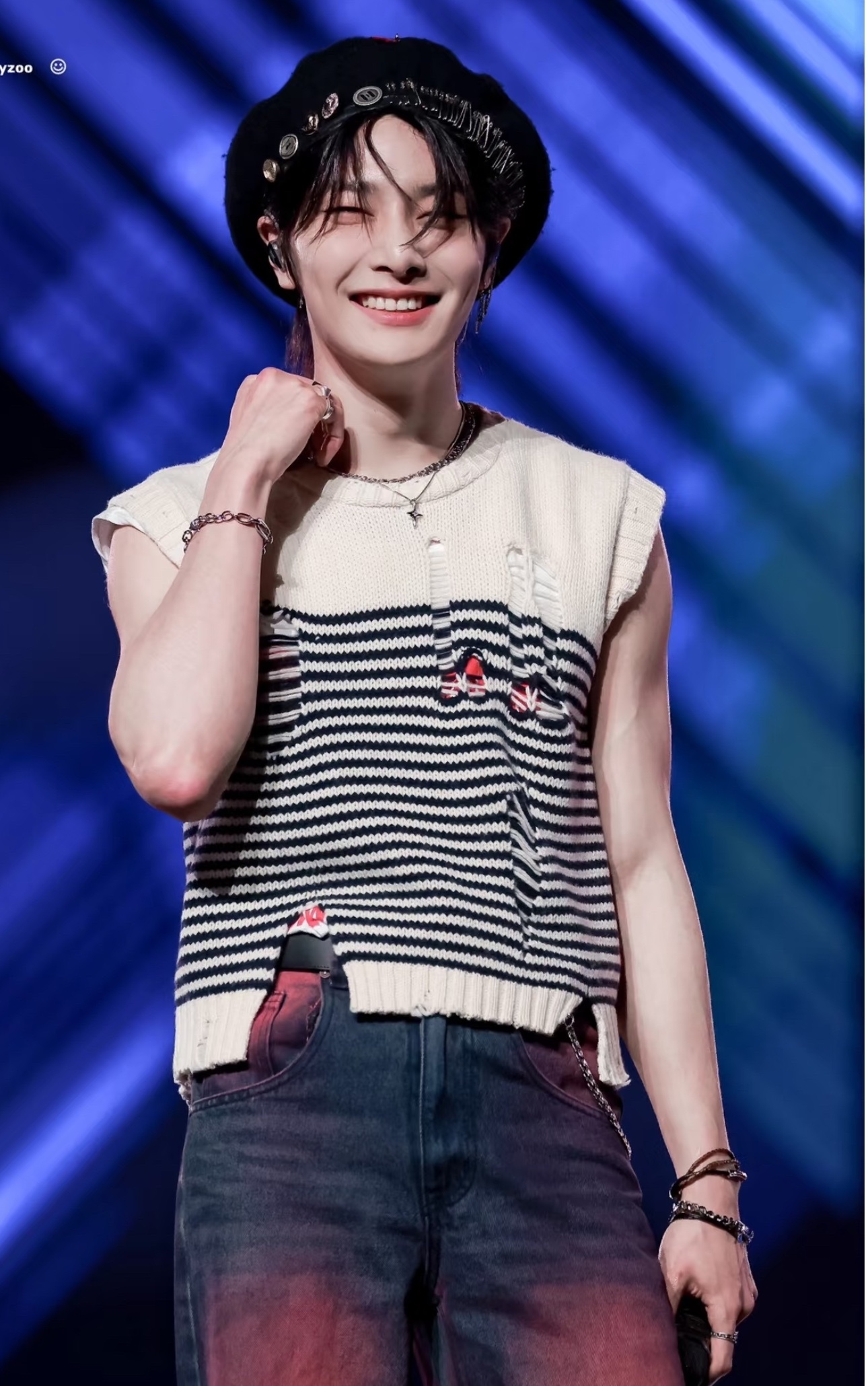 Straykids Jeongin Black Red inspired Straight Cut Washed Jeans Pant