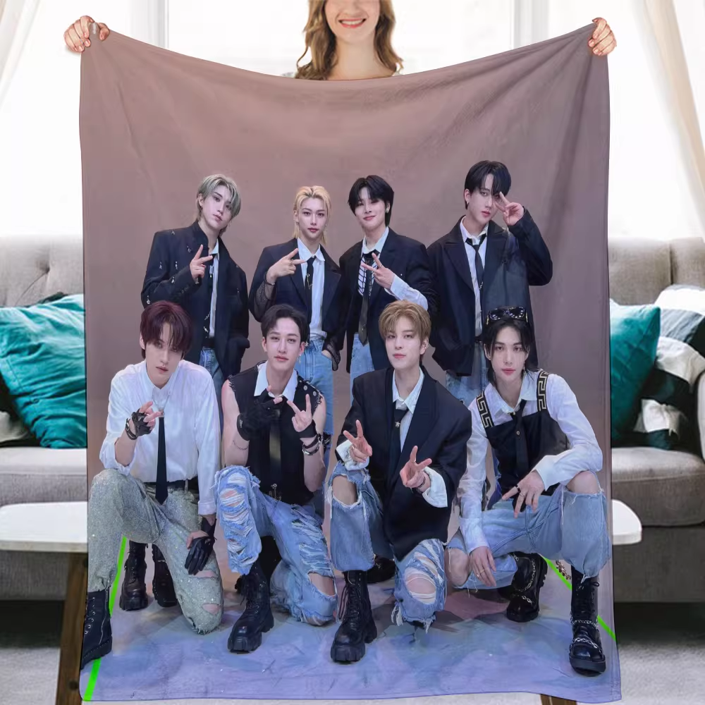 Stray kids Group Fanmade Flanne Blanket - Kpop Concert Fan Blanket-Straykids