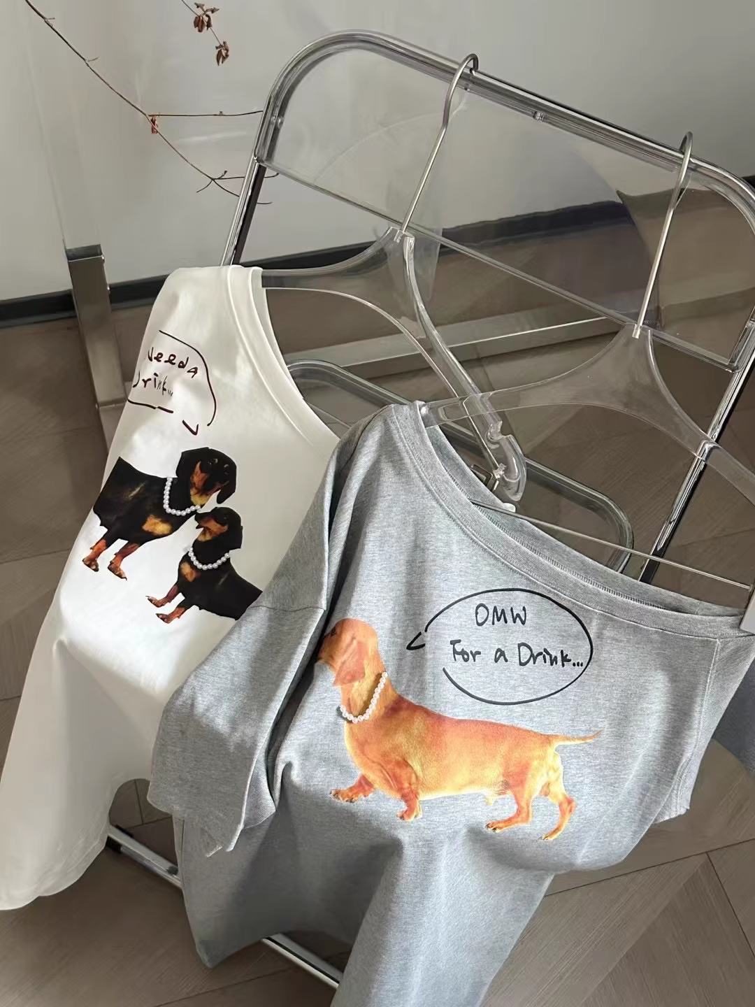 TWICE Nayeon Inspired Off Shoulder Dachshund Graphic Tee