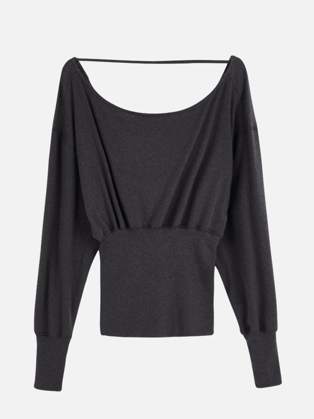 Blackpink Jennie Inspired Draped Back Long Sleeve Top