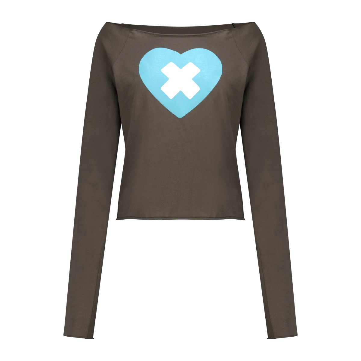 ILLIT Inspired Cross Heart Cut Off Long Sleeve