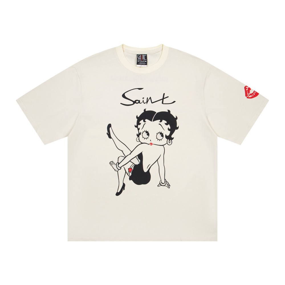 Twice Sana Inspired Betty Boop Graphic Oversized White Tee