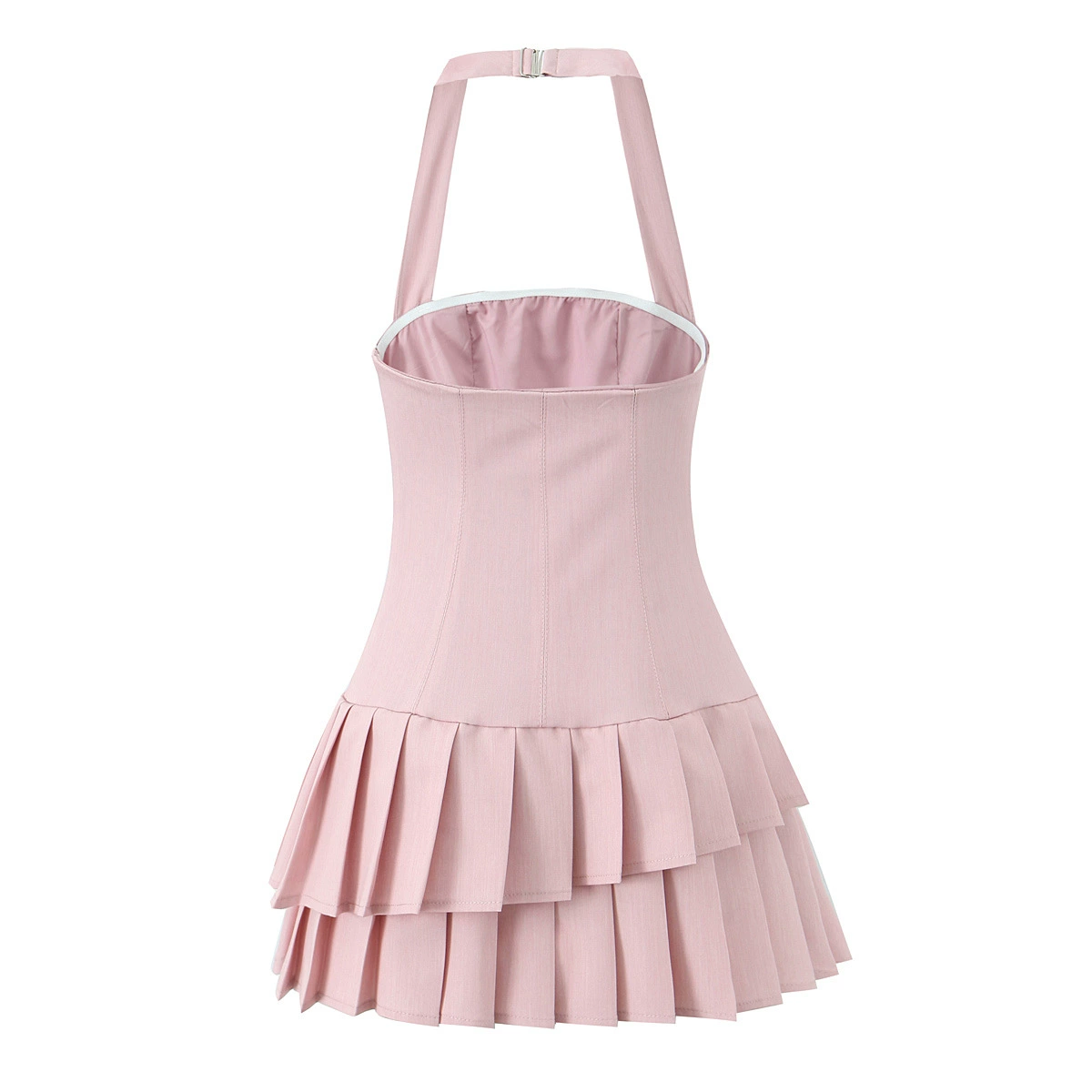 Hanging Neck Sleeveless Backless Pleated Dress-Outfitidea For Blinks BLACKPINK-Inspired Fashion