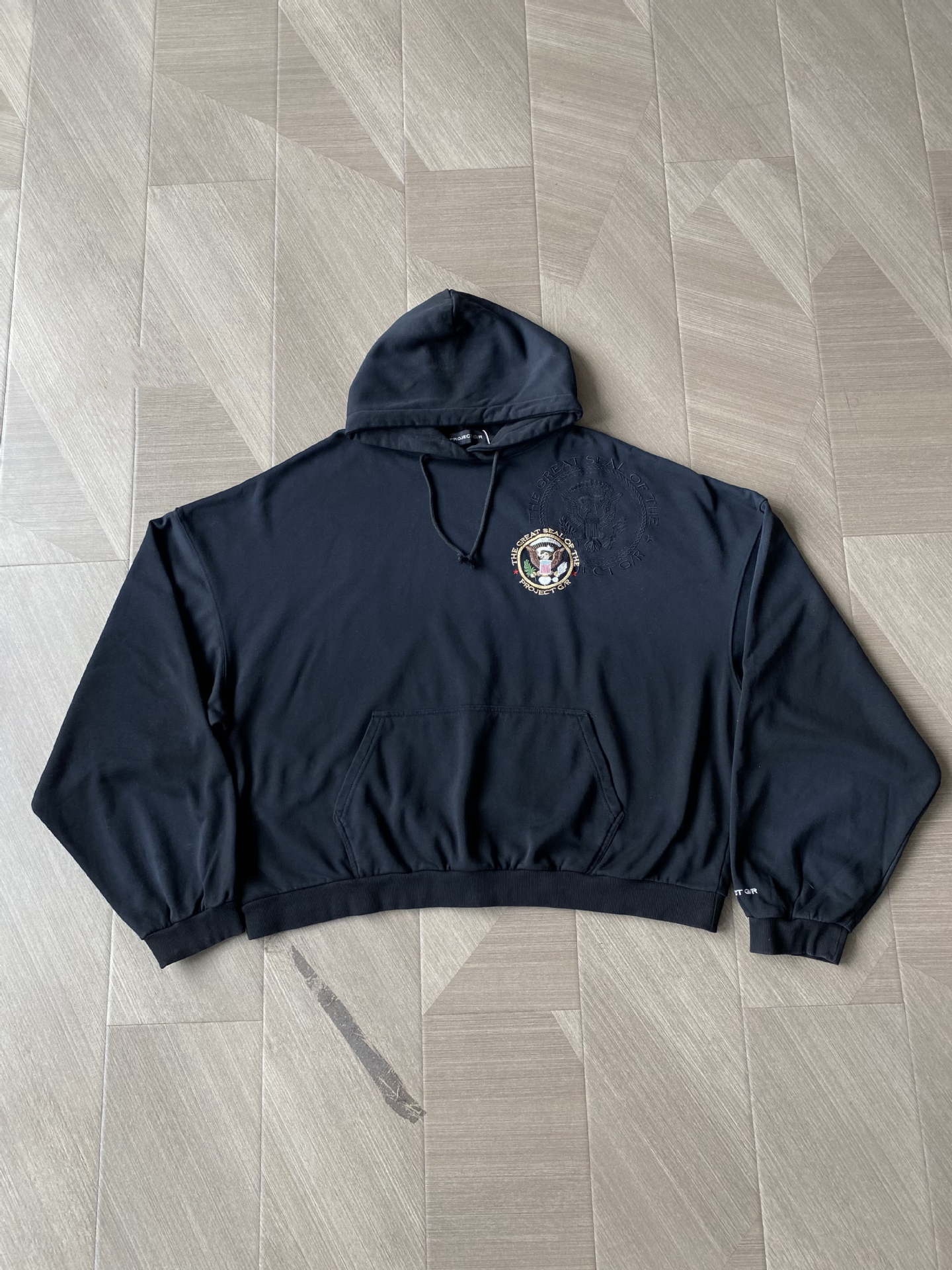 ENHYPEN Sunghoon Inspired Vintage Washed Badge Black Hoodie