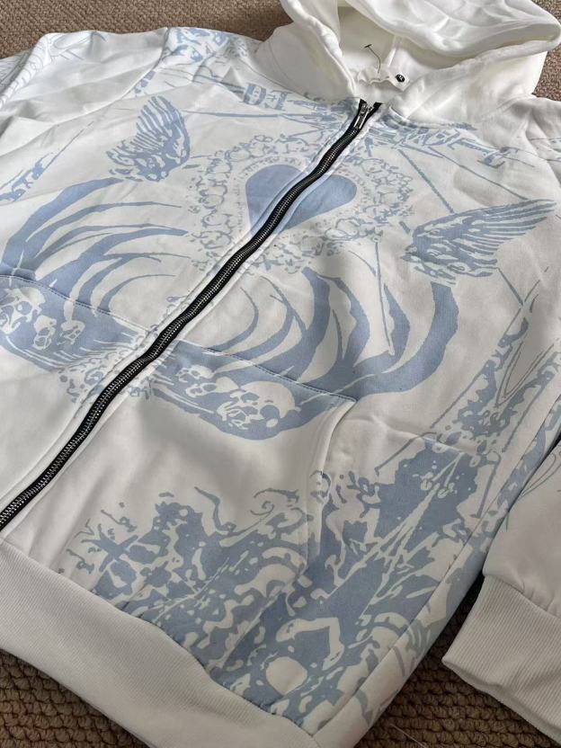 Aespa Giselle Inspired Heart Devil Graffiti Printed Zip Up Hoodie Jacket