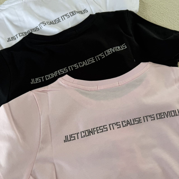 Aespa Karina Inspired GURLS JUST NO.1 Heart Print Short Sleeve Tee