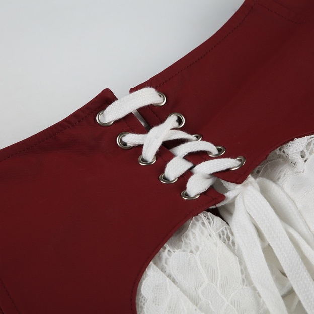 Jennie Coachella Inspired Red Croc-Embossed Top & Lace Skirt Set