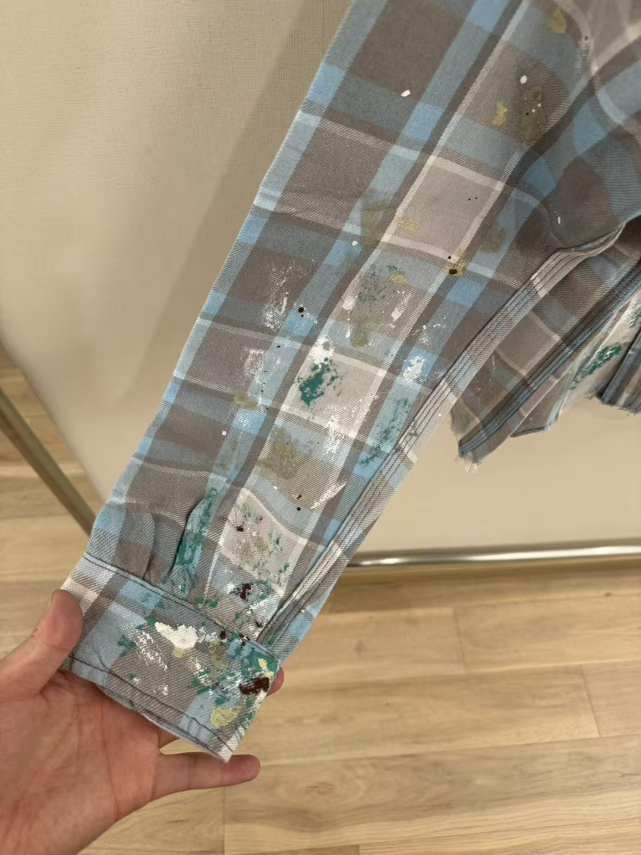 Cortis Juhoon Inspired Paint Splatter Plaid Shirt Jacket