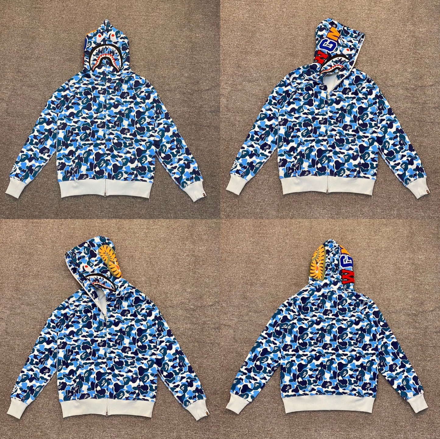 Enhypen Sunoo Inspired BAPE Blue Camo Shark Full Zip Hoodie