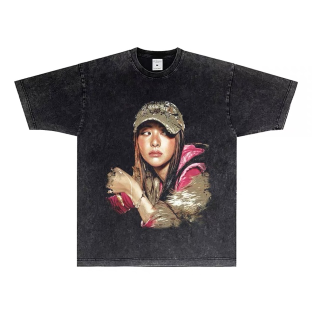 LE SSERAFIM Custom Member Printed Retro Washed T-Shirt