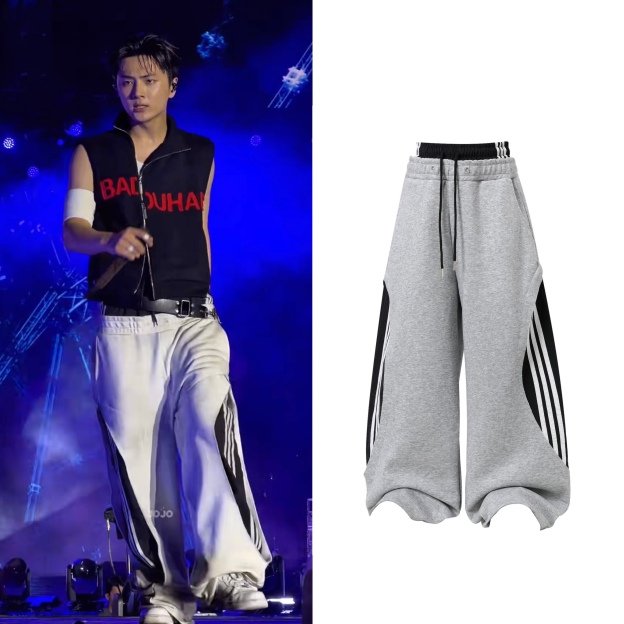 Enhypen Jay Inspired Deconstructed Double Waistband Three-Stripe Sweatpants