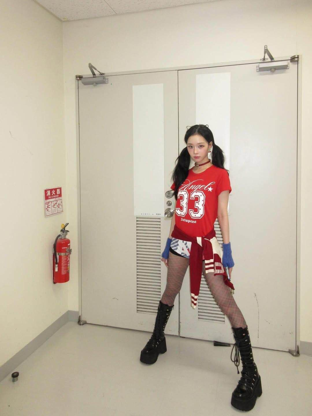 Aespa Winter Inspired Angel 33 Red Crop Top Tee