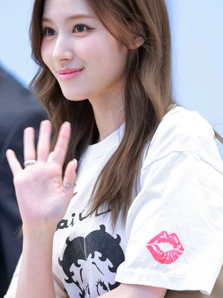 Twice Sana Inspired Betty Boop Graphic Oversized White Tee