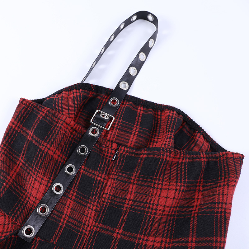 Red Plaid Tube Dress-Straykids concert outfitidea for STAY