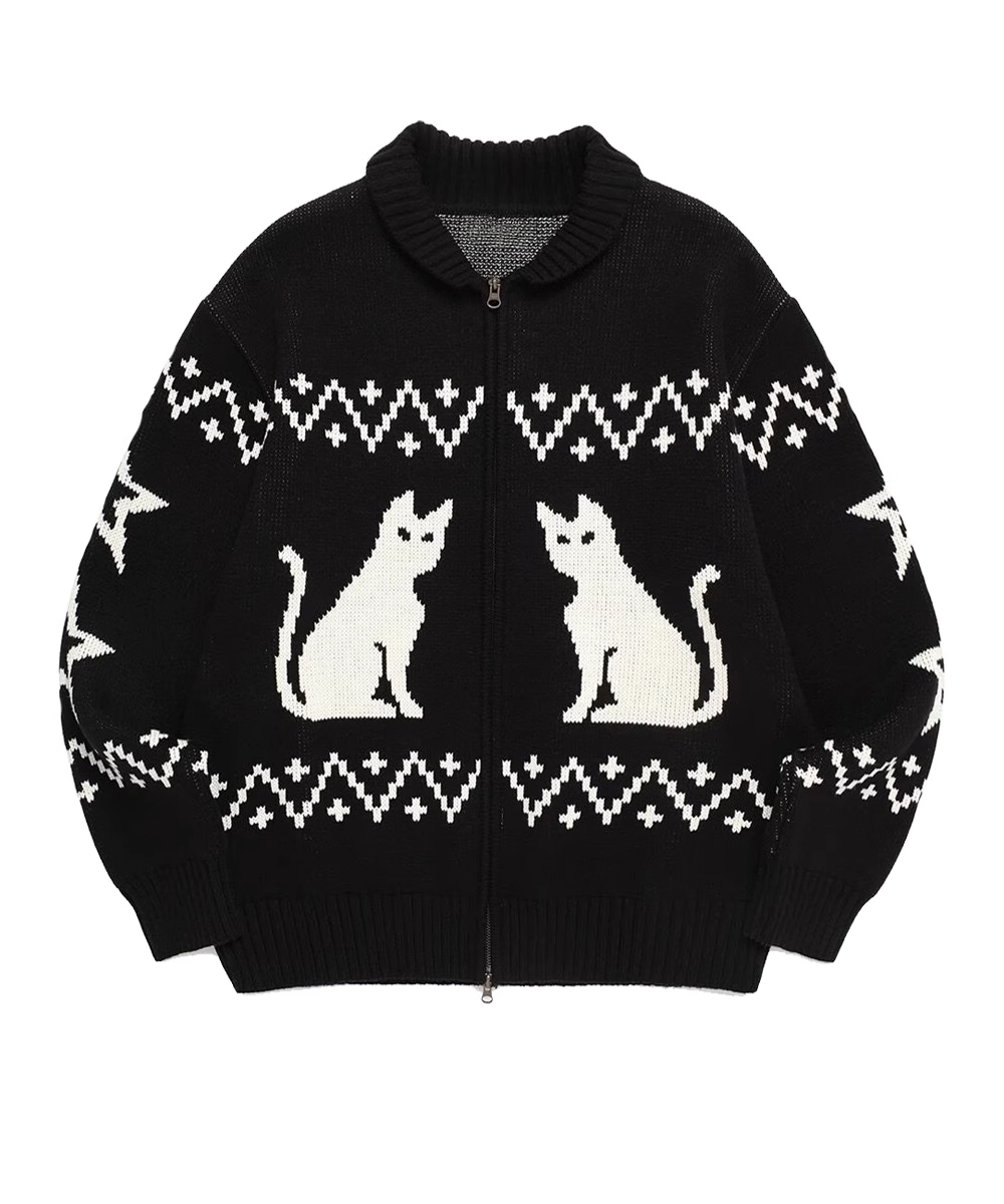 Enhypen Jay Cat Print Inspired Cat Zip-up Sweater