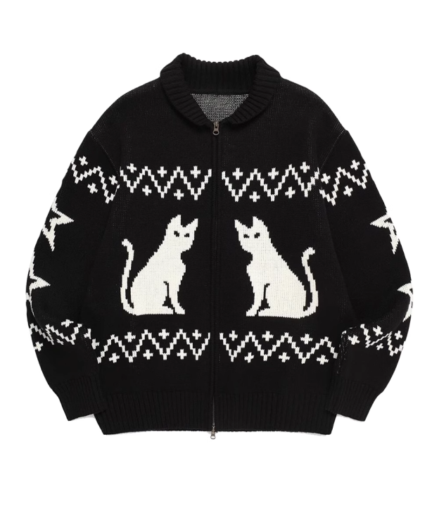 Enhypen Jay Cat Print Inspired Cat Zip-up Sweater