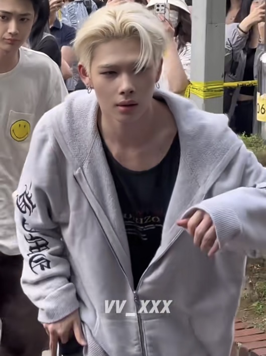 ENHYPEN Niki Inspired Grey Character Print Zip-Up Hoodie