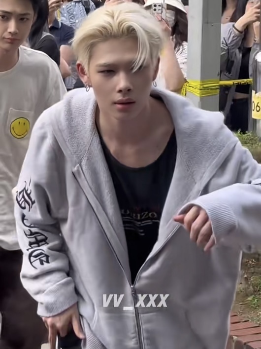 ENHYPEN Niki Inspired Grey Character Print Zip-Up Hoodie