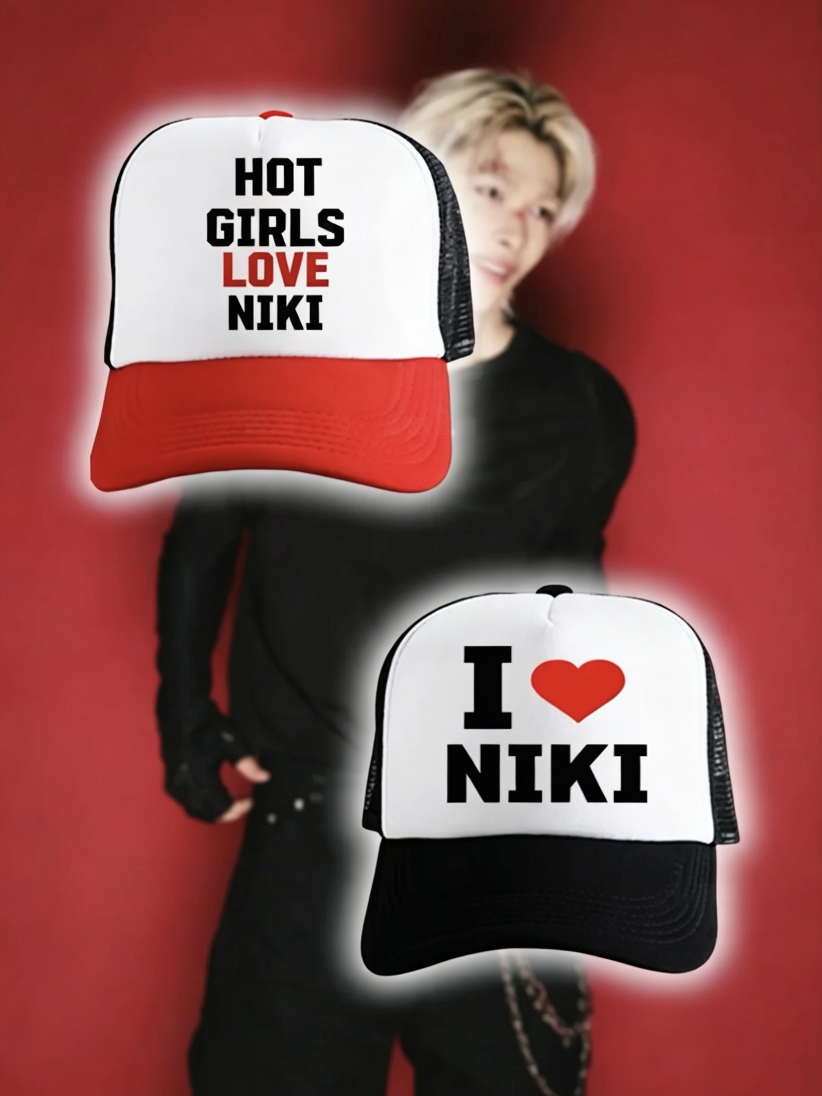 Enhypen Niki I Love Niki Graphic Custom Trucker Cap Hat-NI-KI