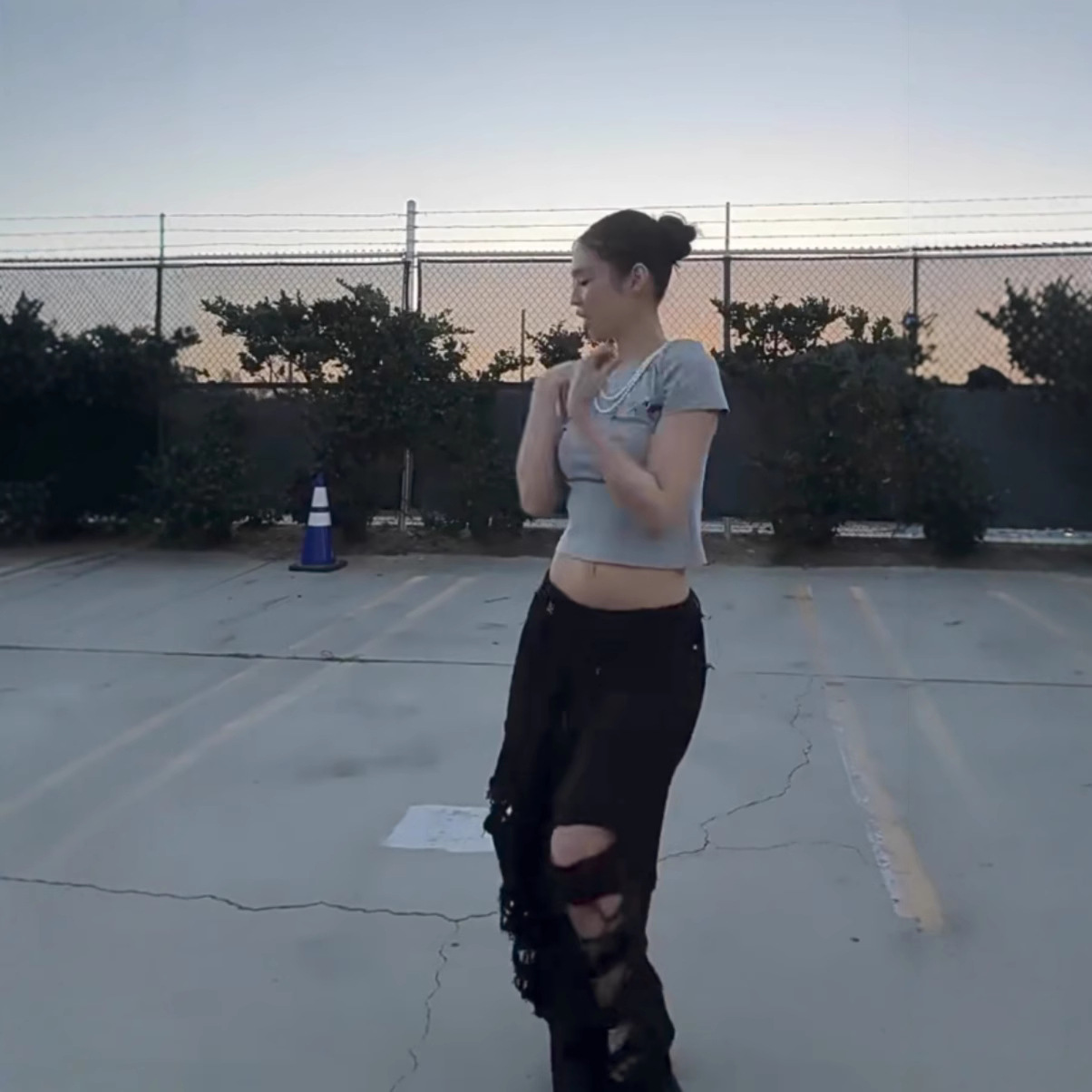 Blackpink Jennie Inspired Ripped Straight-Leg Casual Sweatpants