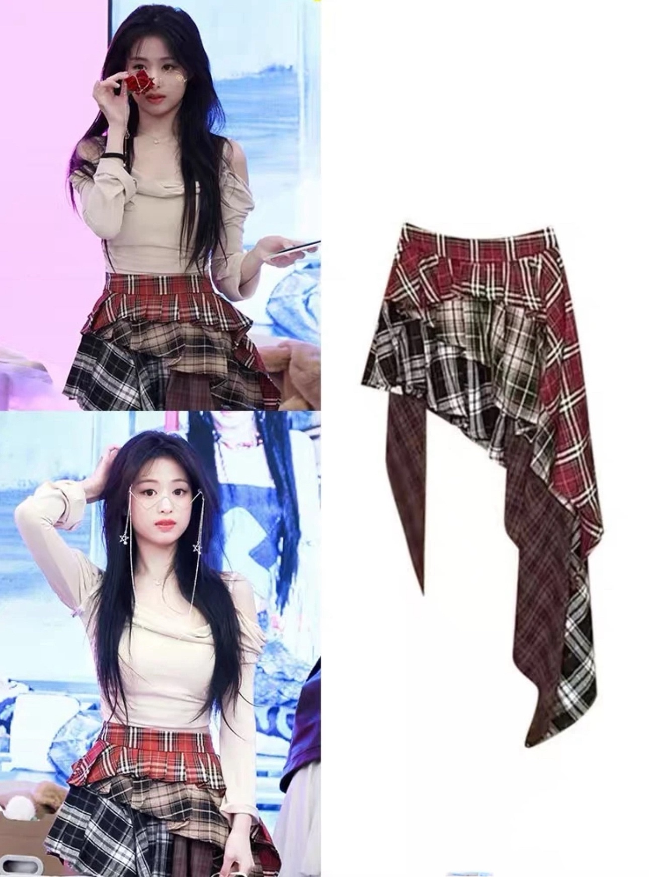BabyMonster Ahyeon inspired Multicolored Plaid Skirt