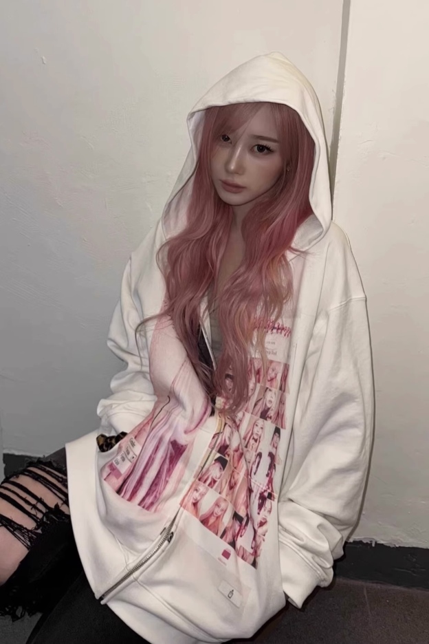 Giselle White Zipper Hooded Jacket-Aespa Giselle