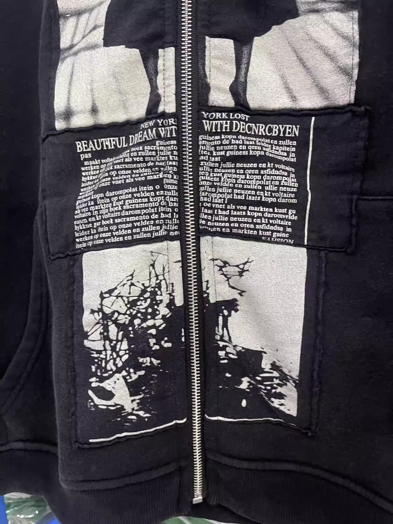 Distressed Artist Defend Loose Inspired Zip Up Hoodie