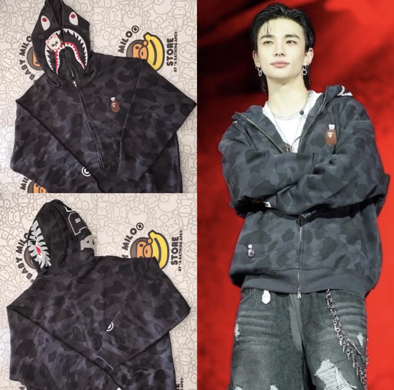 StrayKids Hyunjin BAPE Inspired Bape camo zip-up  hoodie-Stray Kids