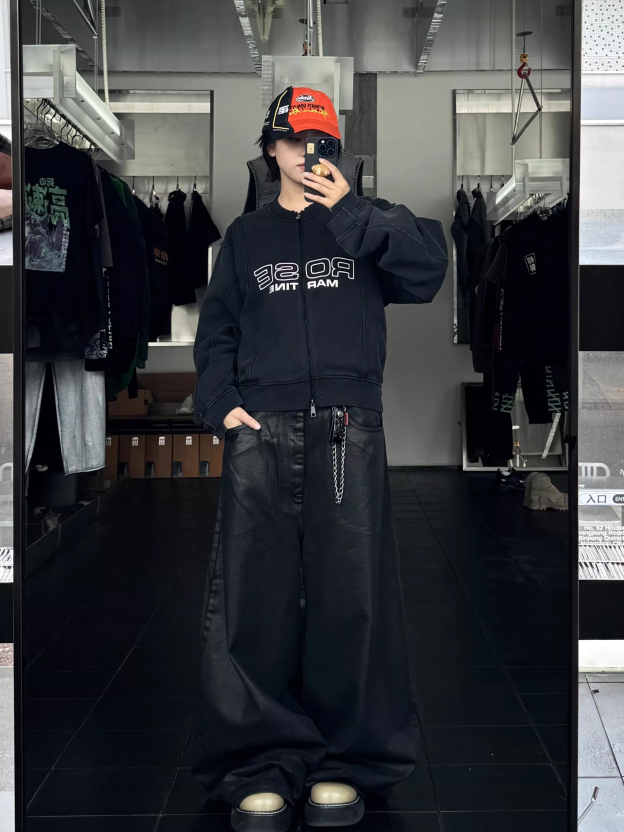 Aespa Winter Inspired Logo-Print Washed Bomber Jacket