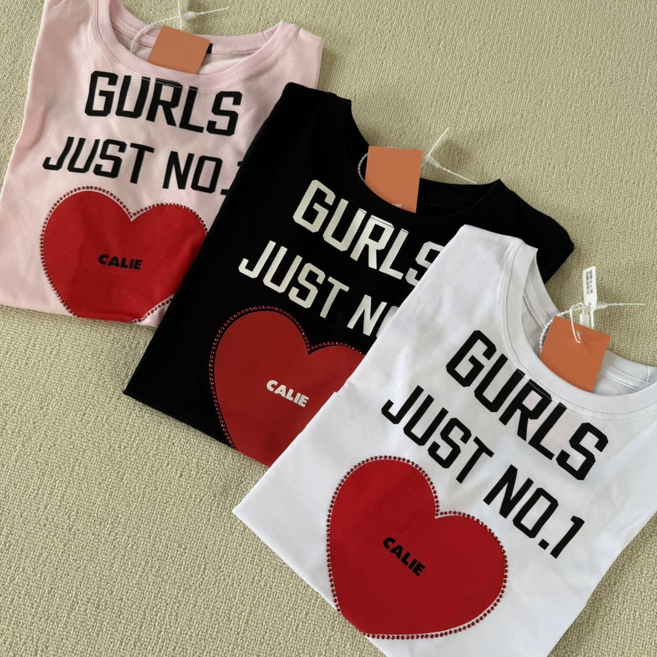 Aespa Karina Inspired GURLS JUST NO.1 Heart Print Short Sleeve Tee