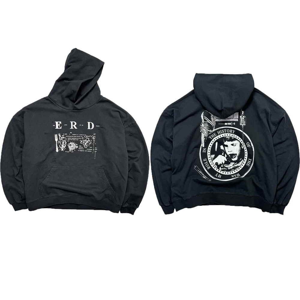 Straykids Hyunjin Inspired Erd Men's Navy My Role in the War Hoodie-Stray kids