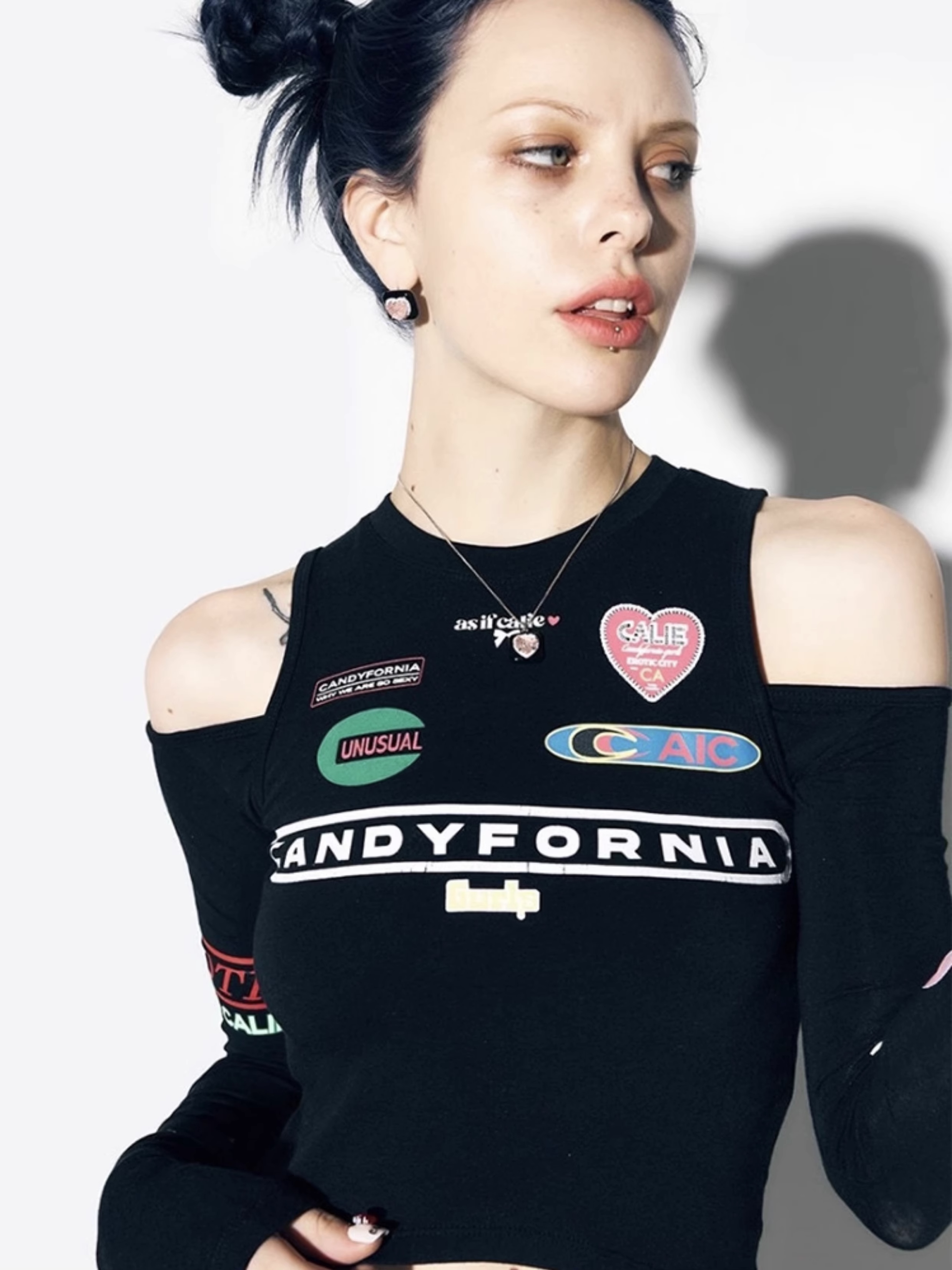 Strapless slim fit long sleeve T-shirt-Aespa Ningning