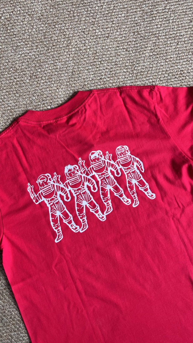 lngshot inspired  red boys club letter print tshirt