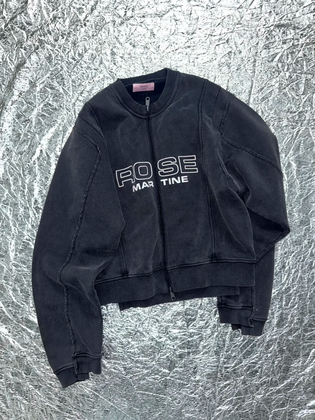 Aespa Winter Inspired Logo-Print Washed Bomber Jacket