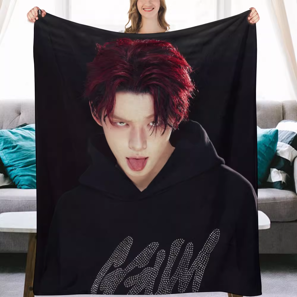 TXT Yeonjun Leeknow Fanmade Flanne Blanket - Kpop Concert Fan Blanket-Straykids