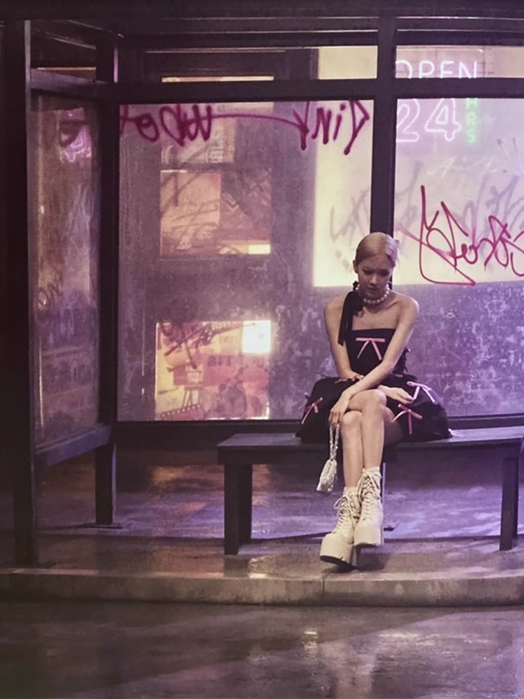 BLACKPINK Rosé Inspired Bustier Bow Fluffy Dress 