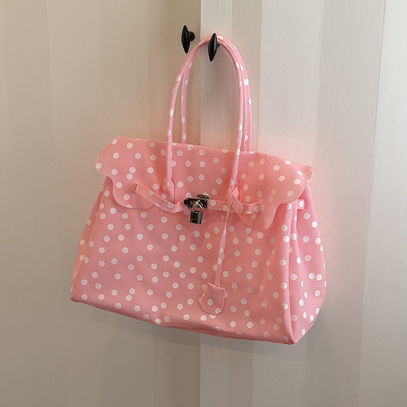 Pink Polka Dot TPU Jelly Tote Bag jellyfirkin bag-jelly bag